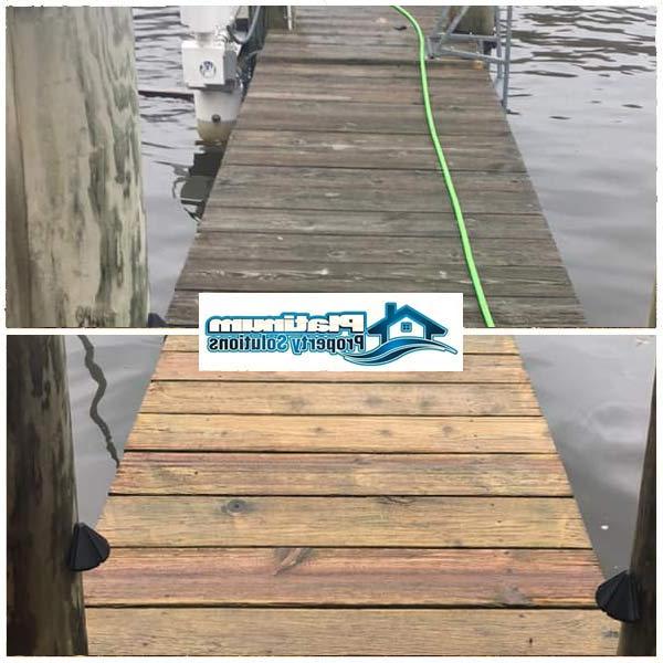wood boat dock cleaning before and after